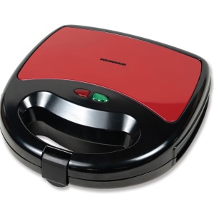 Sandwich maker Heinner Garnet 750 SM-K750BKRX, Putere 750W, Plite fixe, Capacitate: 2 sandwich-uri, Negru/Rosu