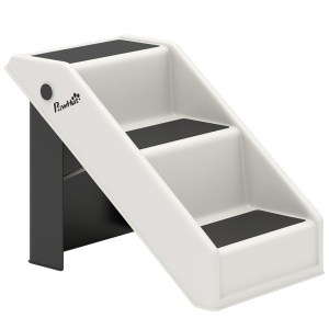 Scara pentru caini si pisici Re-Bloom, PP/EVA, 53x30.5x36.5 cm, pliabila 63x30.5x11.3 cm, 3 trepte antiderapante, 10 kg, crem/negru - Verificat A · Re-Bloom