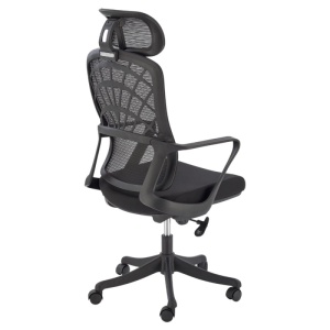 Scaun birou egonomic HM Vesuvio, mesh, mecanism balans, baza polipropilena, suport lombar, tetiera ajustabila,120 kg, negru - Img 3