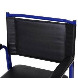 Scaun cu rotile pentru WC Re-Bloom, fier/PVC, 83x53x85 cm, vas detasabil diametru 26 cm, suport picioare rotativ 90°, 136 kg, negru/albastru - Verificat A · Re-Bloom - Img 5