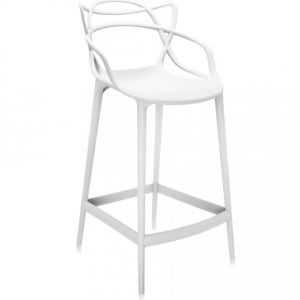 Scaun de bar Karll, exterior/ interior, polipropilena, alb, 76 cm inaltime