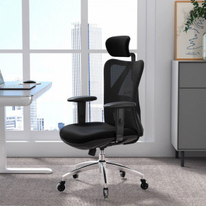 Scaun de birou ergonomic Sihoo, suport lombar reglabil,tetiera reglabila, roți poliuretanice, gri, 46 x 61 x 110 cm - Img 8