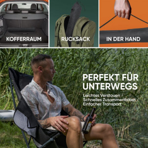 Scaun de camping pliabil Easy Outdoor, textil/metal, negru, 60 x 55 x 90 cm - Img 3
