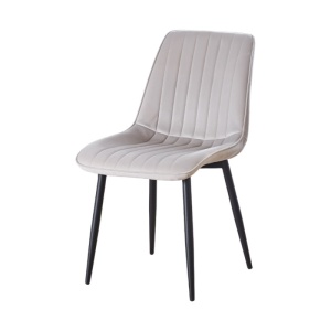 Scaun living AB176, catifea, picioare metalice, 88x47x42 cm, sarcina maxima 100 kg, bej - Img 1