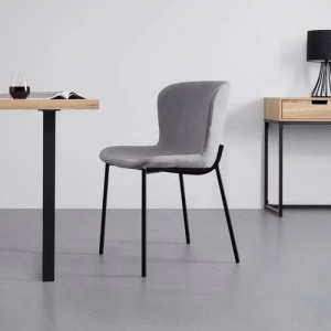 Scaun Noemie Tesatura Gri Tapitata, 46/79/56 cm - Img 5