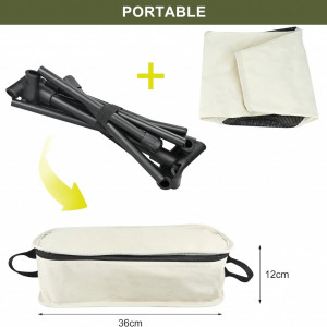 Scaun pliabil pentru camping Rainpop, metal/tesatura oxford, alb/gri, 53 x 57 x 63,5 cm - Img 4