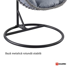 Set 10 balansoare suspendate tip cuib Kiwari Cosy 68x105x115 cm, suport metalic 195 cm, baza rotunda 103 cm, plastic rezistent, casa/gradina/terasa, negru - Img 6