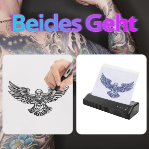 Set 10 coli pentru tatuaje si 2 perechi de manusi Alrens, piele PU/hartie, bej/negru