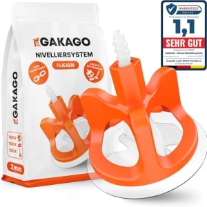 Set 100 tije pentru nivelarea placilor de faianta/gresie Gakago, plastic, alb/portocaliu, 3 mm