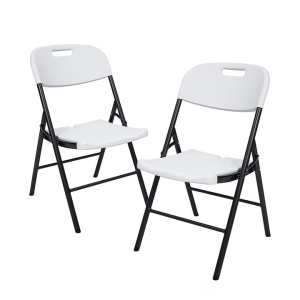 Set 12 x 2 scaune gradina pliabile Kiwari 46x53x87 cm, cadru metalic, 120 kg, terasa/balcon/camping, alb