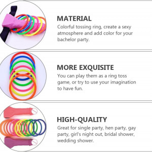 Set 2 jocuri de aruncat inele pentru petrecerea burlacitelor Pipihome, silicagel/textil, multicolor - Img 5