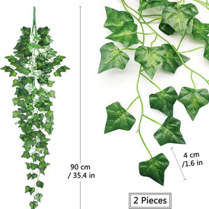 Set 2 plante de iedera agatatoare artificiala Sinzau, plastic/fier, verde, 90 cm / 4 cm - Img 2