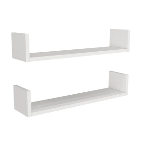 Set 2 rafturi perete 63x14.5x14.5 cm, PAL melamina 100%, grosime 18mm, stil scandinav, alb - Verificat A · Re-Bloom