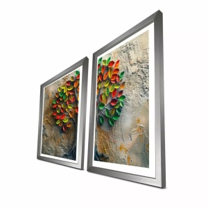 Set 2 tablouri decorative, MDF/lemn, 38x53 cm, multicolor - Verificat A · Re-Bloom - Img 4