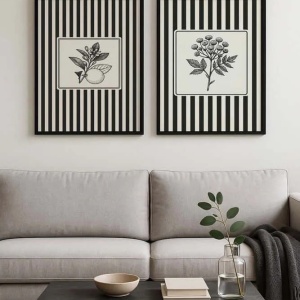 Set 2 tablouri decorative MDF/lemn masiv, 2x50x70 cm, design modern minimalist, alb/gri/negru - Verificat A · Re-Bloom - Img 3