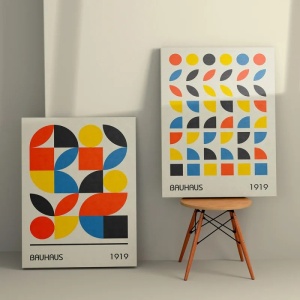 Set 2 tablouri decorative Re-Bloom, model geometric, lemn/panza, multicolor, 50 x 70 cm - Img 3