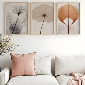 Set 3 tablouri decorative canvas, 3x50x70 cm, panza/lemn masiv, multicolor - Verificat A · Re-Bloom