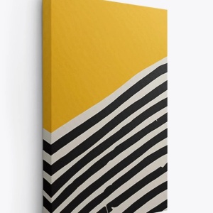Set 3 tablouri decorative canvas pe cadru de lemn, 3x50x70 cm, contrast modern, galben/alb/negru - Verificat A · Re-Bloom - Img 2