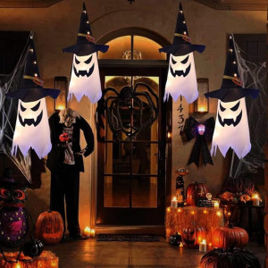 Set 4 decoratiuni Halloween RHYUUI, poliester, negru, 45,7 x 1 x 17,8 cm