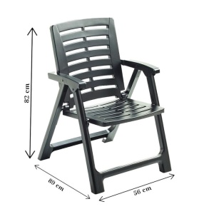Set 4 scaune de gradina, Progarden, Rexi, Pliabil, Polipropilena, Antracit, 56x89x82 cm, Resigilat, Grad A - Img 3