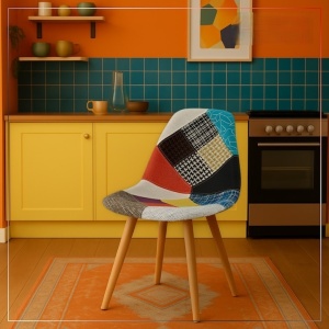 Set 4 Scaune Living/Bucatarie Karll, Sezut Spuma, Picioare Lemn Fag, Inaltime Sezut 46 cm, Design Modern Dining/Living, Capacitate 120 kg, Multicolor - Img 3