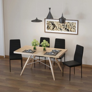 Set 4 scaune tapitate Re-Bloom, textil poliester efect in/metal, 41x50x97 cm, sezut 47 cm, 120 kg, negru - Verificat A · Re-Bloom - Img 3
