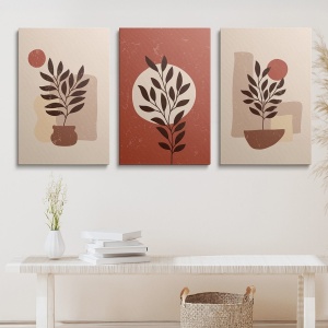 Set 4 tablouri decorative canvas 50x70 cm, panza/lemn, multicolor - Verificat A · Re-Bloom