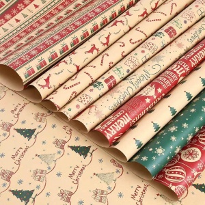 Set 6 role hartie de impachetat pentru Craciun Keelyy, multicolor, 70 x 50 cm