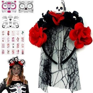 Set bentita dama si stickere pentru Halloween Giugio, poliester/PVC, multicolor