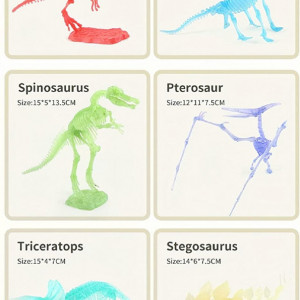 Set cu schelet de dinozaur si kit de cautare Sipobuy, plastic, rosu, Fosila-Tyrannosaurus, 17,3 x 10,5 cm - Img 2