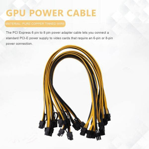 Set de 10 cabluri de alimentare cu 6+2 pini Smallterm, plastic, galben/negru, 50 cm - Img 7