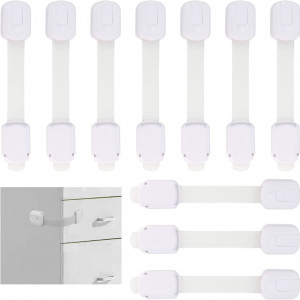 Set de 10 incuietori pentru siguranta copii Gramiibeau, plastic, alb, 19,3 x 3,5 cm