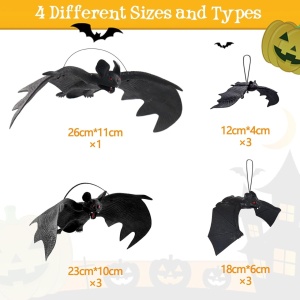 Set de 10 lilieci pentru Halloween Idota, cauciuc, negru/rosu/alb