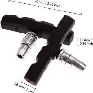 Set de 10 saboti de frana pentru biciclete Jiehaojia, cauciuc/metal, negru/argintiu, 70 mm - Img 6
