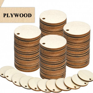 Set de 100 brelocuri cu 100 felii de lemn FOCCTS, argintiu/natur, metal/lemn, 8, 5 cm - Img 6