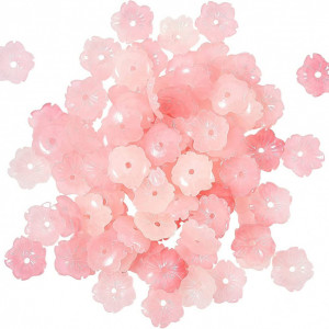 Set de 100 margele in forma de flori pentru bricolaj Airssory, rasina, roz, 10 mm - Img 1