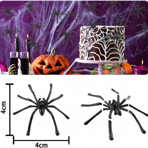 Set de 100 paianjeni pentru Halloween MAXEE, plastic, negru, 4 x 4 cm