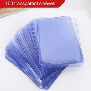 Set de 100 protectii pentru carduri/cartonase Wobekuy, PVC, transparent, 7 x 10 cm - Img 8