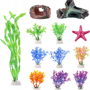 Set de 12 decoratiuni pentru acvariu Filhome, rasina/plastic, multicolor - Img 1