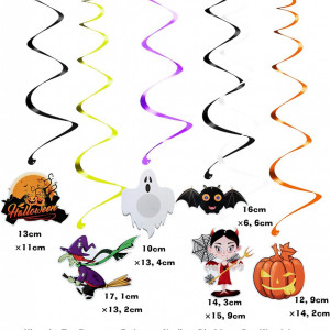 Set de 12 decoratiuni pentru Halloween GoldRock, carton/PVC, multicolor - Img 6