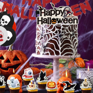 Set de 12 decoratiuni pentru Halloween Miotlsy, hartie/latex, multicolor - Img 3