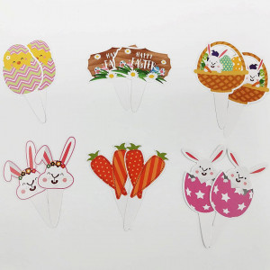 Set de 12 decoratiuni pentru prajituri de Paste HEIGOO, hartie, multicolor, 11 cm - Img 3