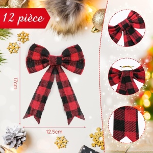 Set de 12 fundite pentru bradul de Craciun K Kumeed, textil, rosu/negru, 17 x 12,5 cm