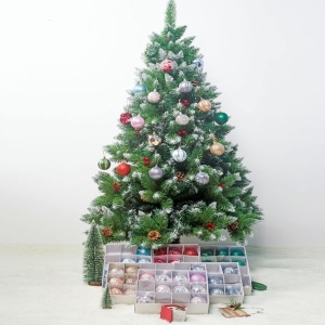 Set de 12 globuri pentru brad Tafrryyg, plastic, rosu/alb, 6 cm