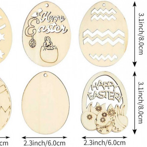 Set de 12 oua pentru Paste NT-ling, lemn/textil, natur, 6 x 8 cm - Img 5