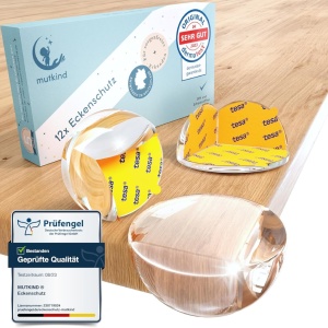 Set de 12 protectii pentru colturile mobilierului Mutkind, silicon, transparent, 4 x 4 cm