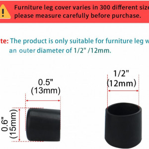 Set de 12 protectii pentru picioare mobilier Uxcellm, cauciuc, negru, 12 mm - Img 7