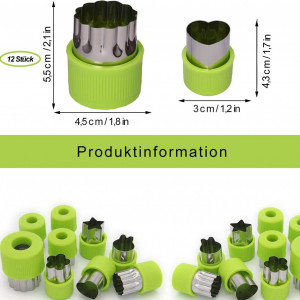 Set de 12 taietori de biscuiti Thirei, otel inoxidabil/polipropilena, verde/argintiu, 5,5 x 4,5 cm / 3 x 4,3 cm - Img 5