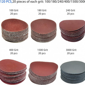 Set de 120 smirghele Jiehaojia, hartie/oxid de aluminiu, rosu, 5.1 cm - Img 6