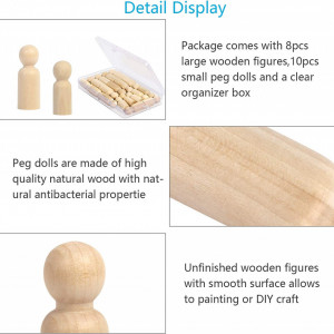 Set de 18 figurine decorative nevopsite ZERHOK, lemn, natur, 55 mm/ 43 mm - Img 3